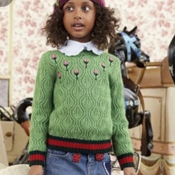 NWT Green Gucci Girls wool and cashmere sweater - Picture 1 of 5